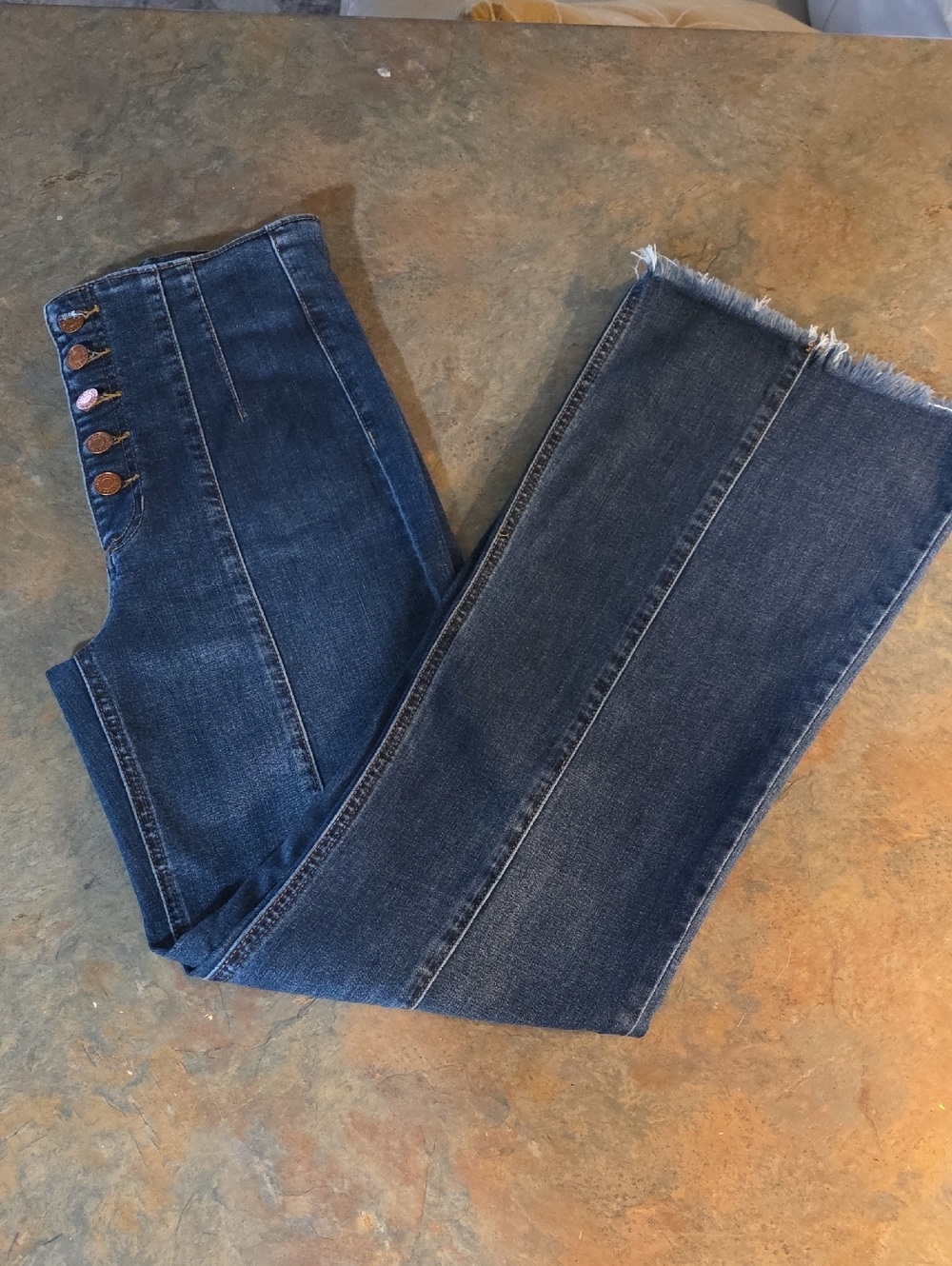 Stitch Fix Sneek Peek High-Waist Dark Blue Jeans with Button Accent Size 27x31